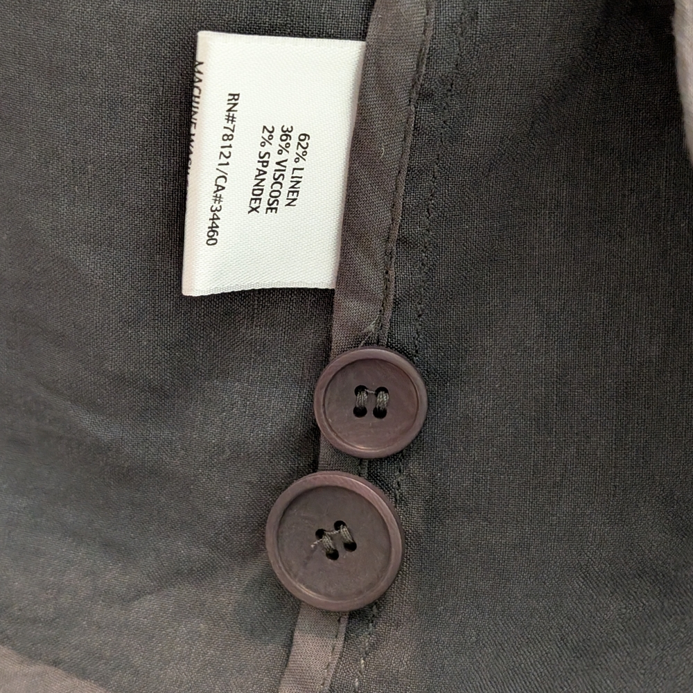 New Eileen Fisher Graphite Notched Collar Shaped Jacket Linen Blend - Picture 6 of 6